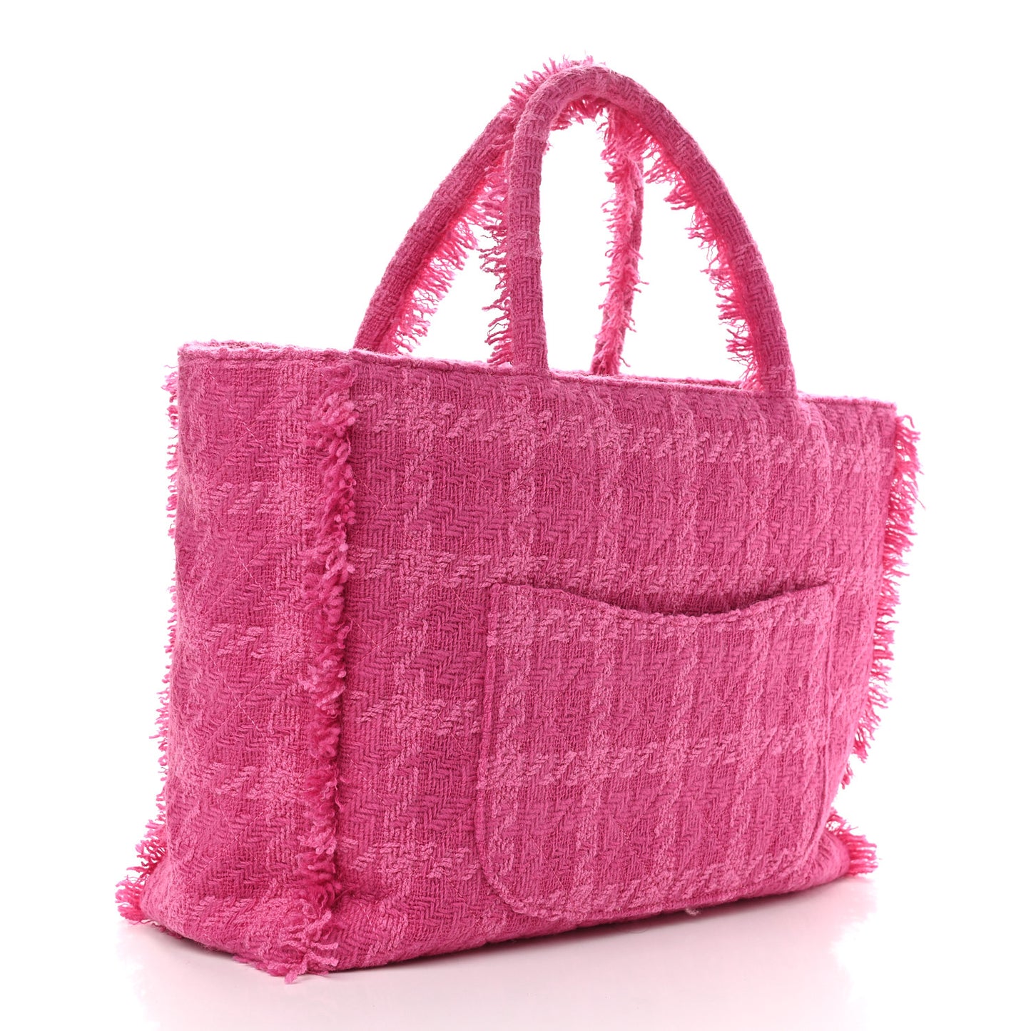 Wool Tweed Large Zipped Shopping Tote Pink