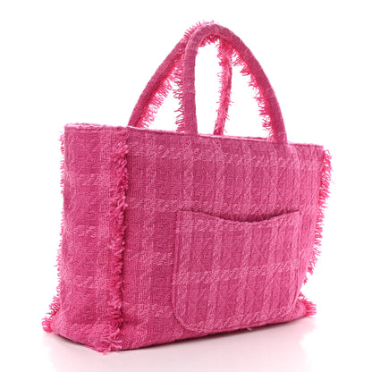 Chanel Wool Tweed Large Zipped Shopping Tote Pink 3 of 9