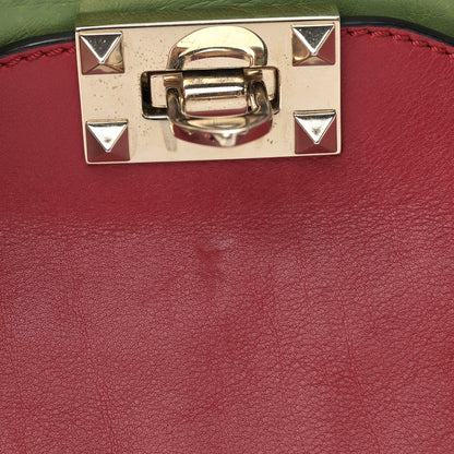 Valentino Garavani Vitello Colorblock Small Rockstud Tote Deep Rose Clover Grey Scarlet 10 of 17