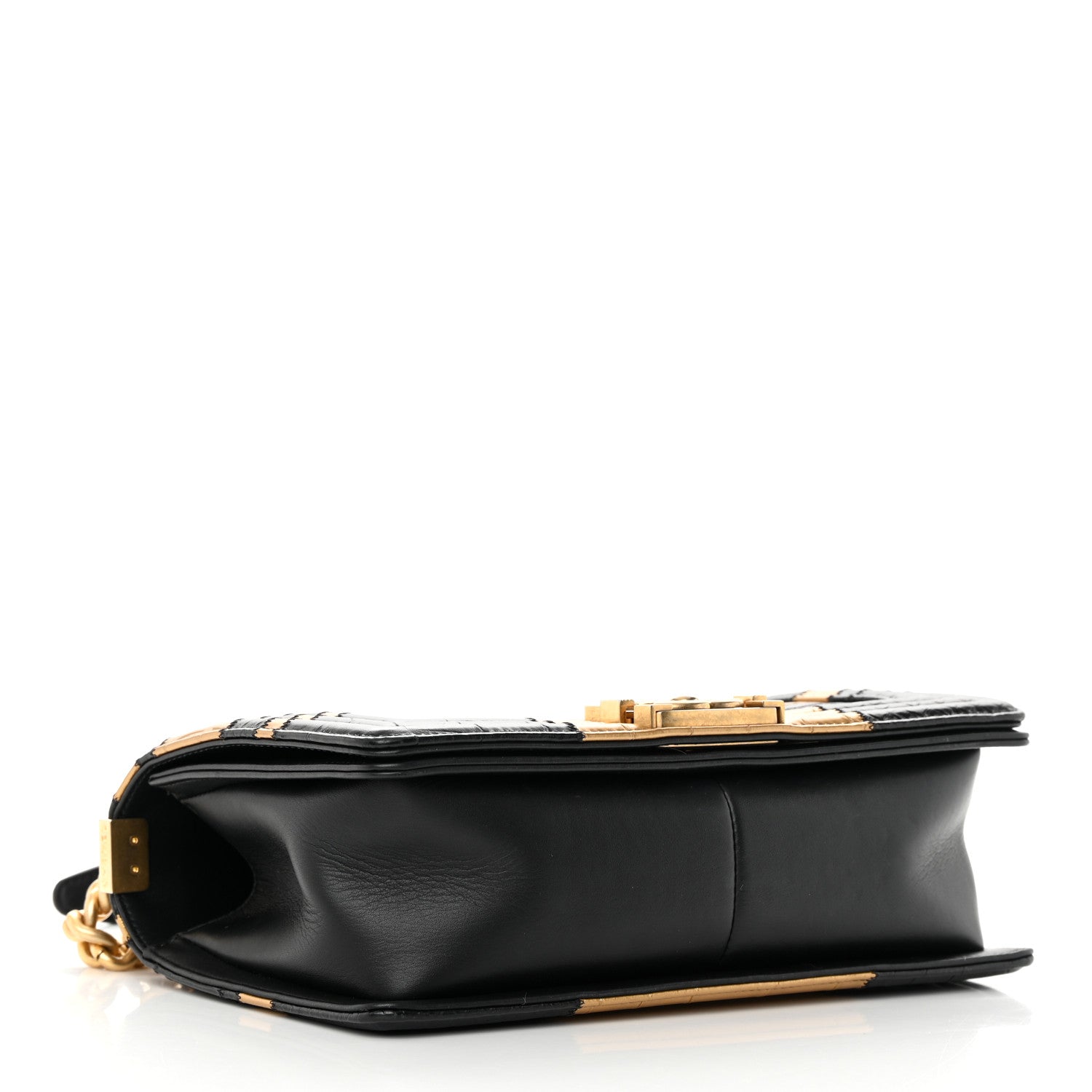 Chanel Crocodile Python Calfskin Embossed Medium Boy Flap Black Gold 4 of 17