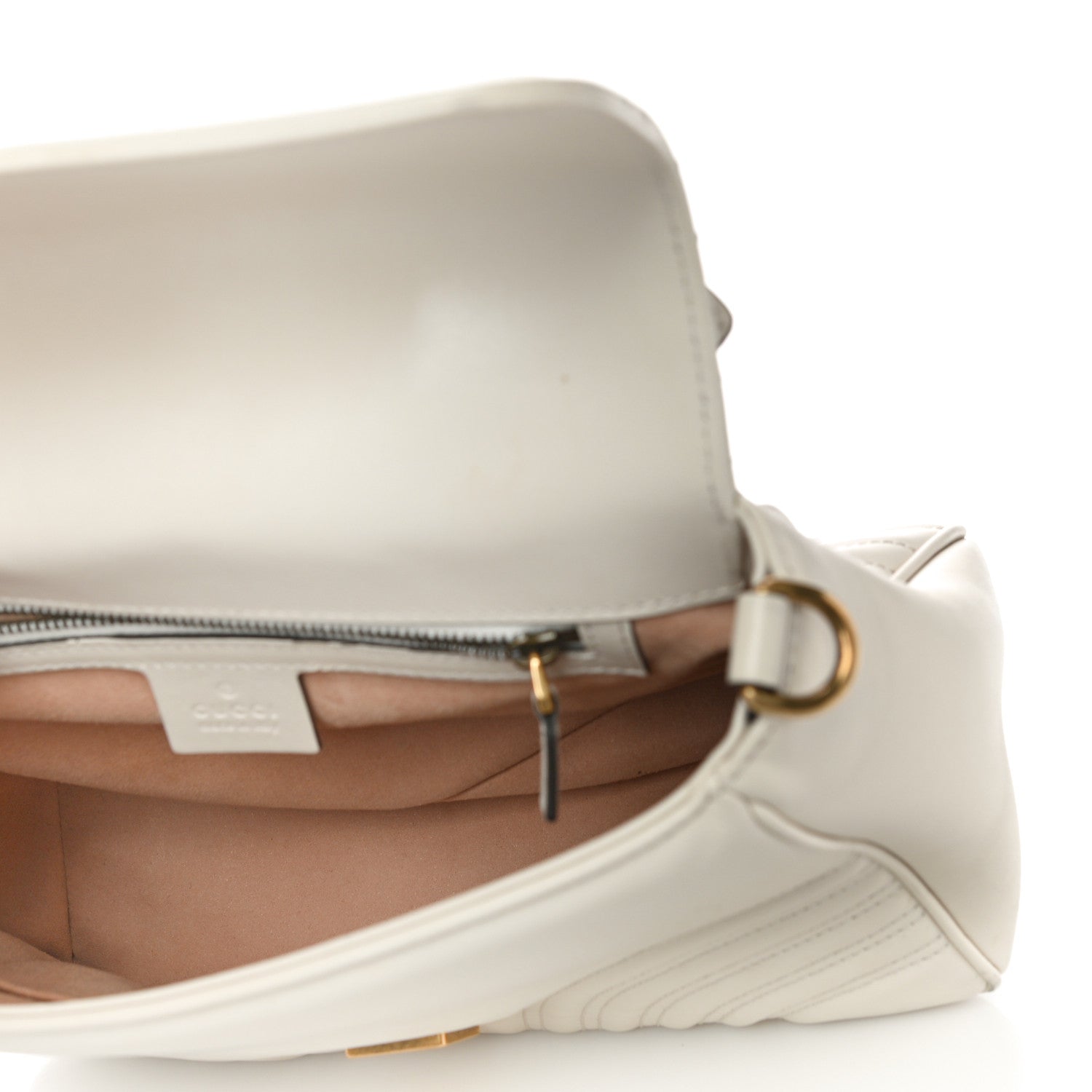 Gucci Calfskin Matelasse Small GG Marmont Top Handle Shoulder Bag White 4 of 19