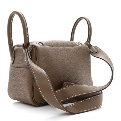 Hermes Taurillon Clemence Mini Lindy 20 Etoupe 3 of 12