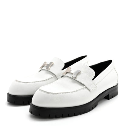 Hermes Epsom Womens Faubourg Loafers 38 White 3 of 9
