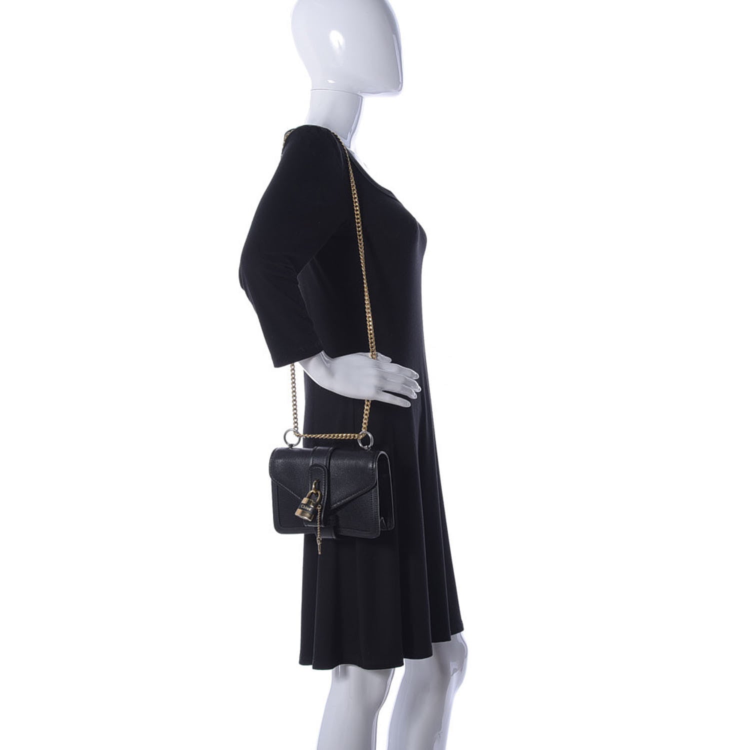 Chloe Shiny Goatskin Calfskin Mini Aby Chain Shoulder Bag Black 2 of 11