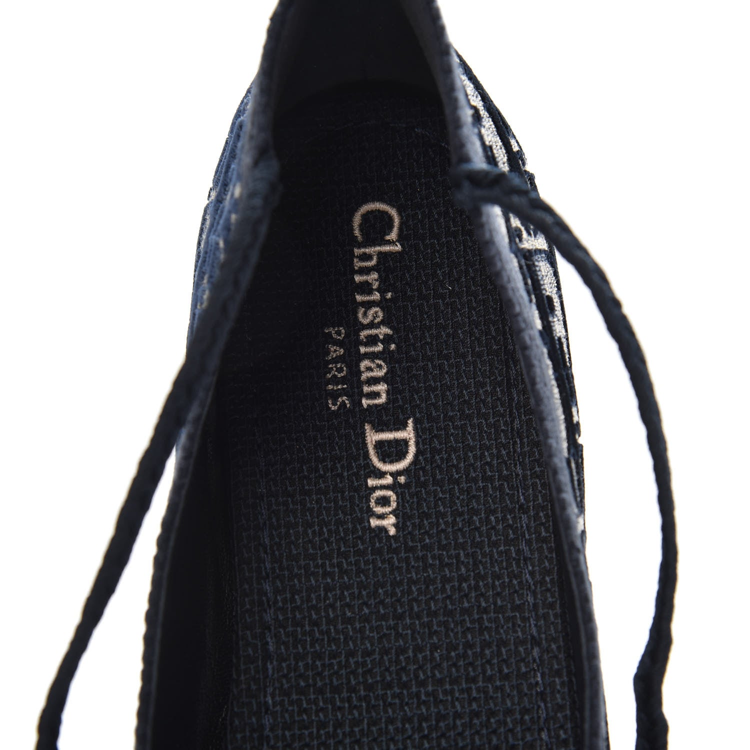 Christian Dior Velvet Oblique Poeme Laced Ballerina Flats 39 Blue 6 of 8