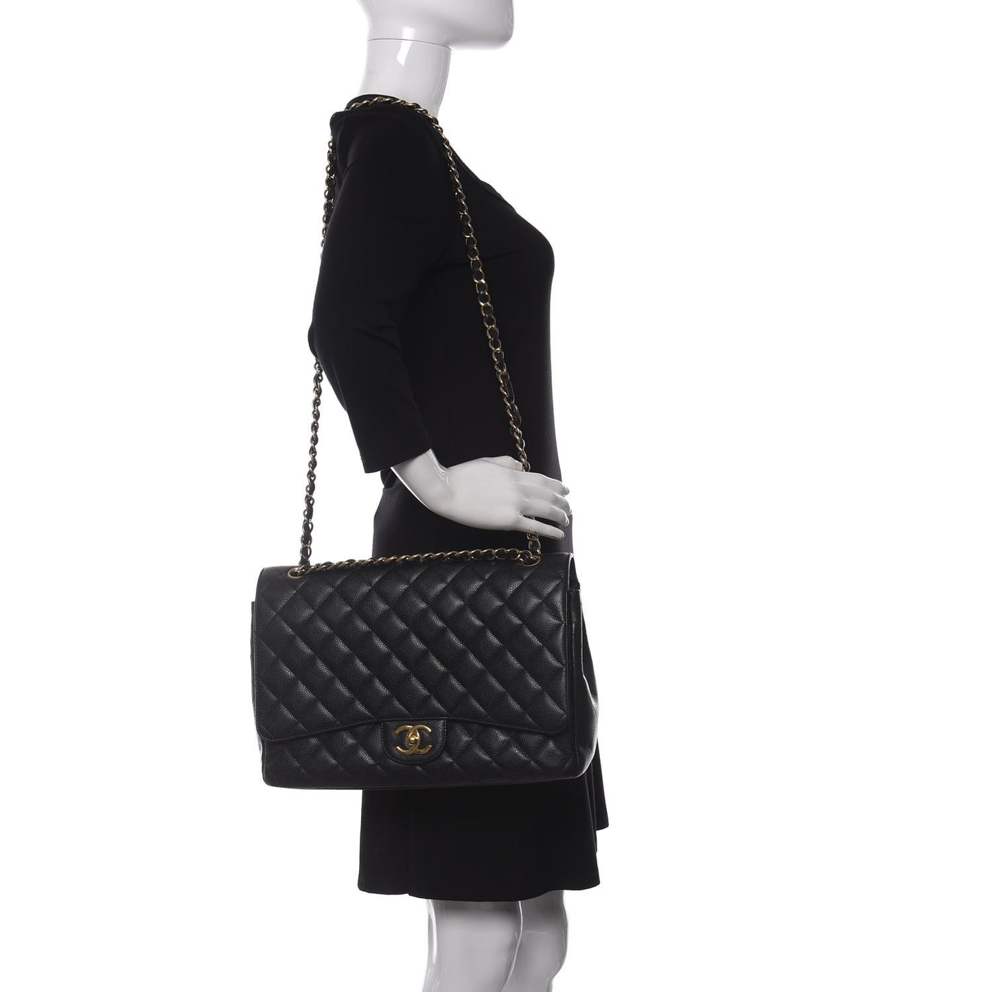 Caviar Quilted Maxi Double Flap Black