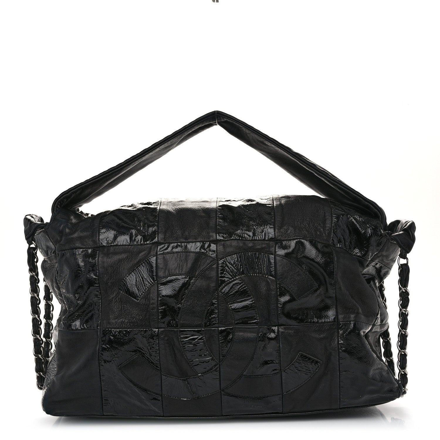 Chanel Lambskin Patent Calfskin Brooklyn Patchwork Hobo Black 1 of 11