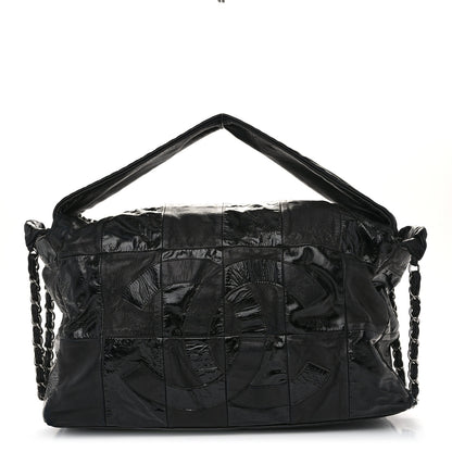 Chanel Lambskin Patent Calfskin Brooklyn Patchwork Hobo Black 1 of 11