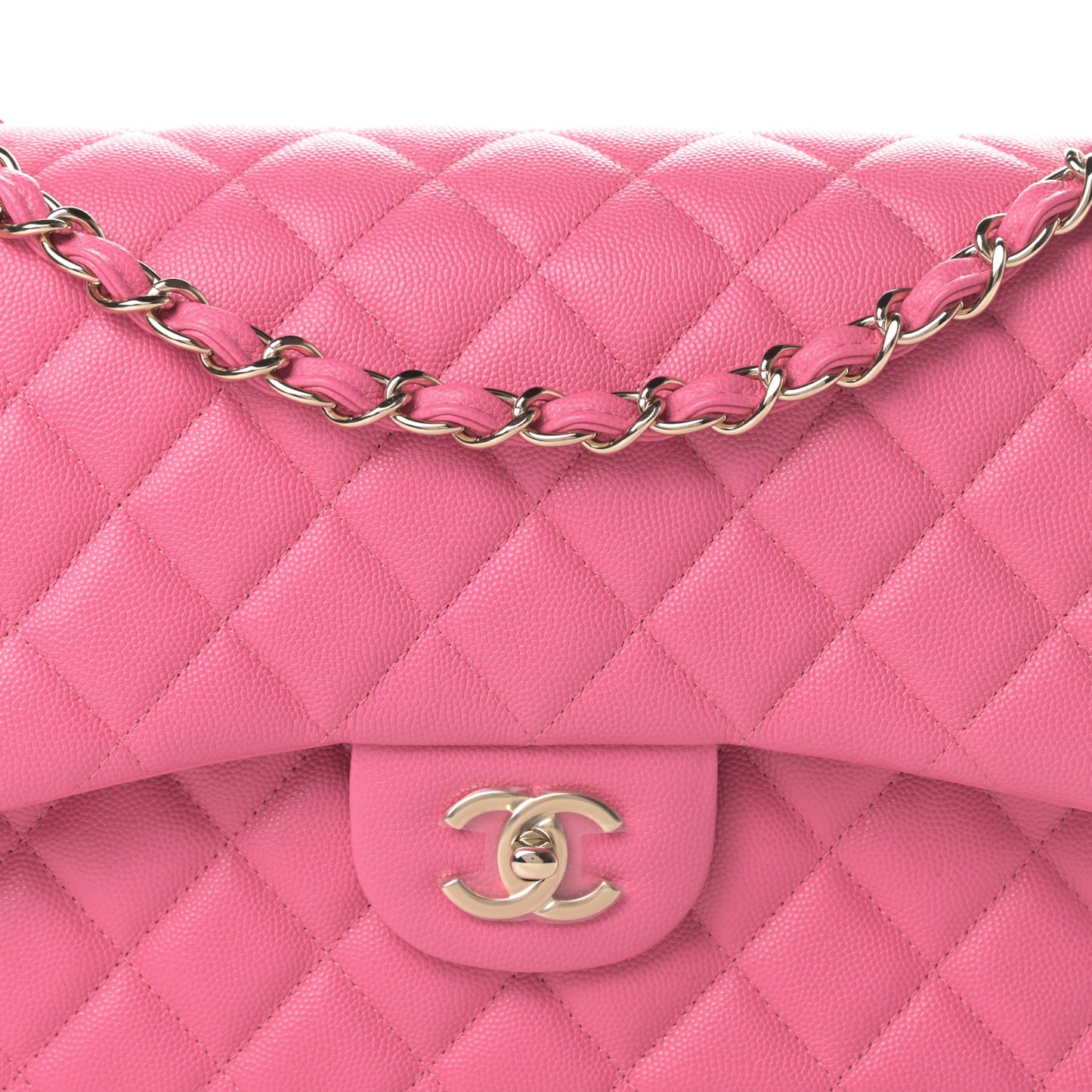 Caviar Quilted Jumbo Double Flap Pink