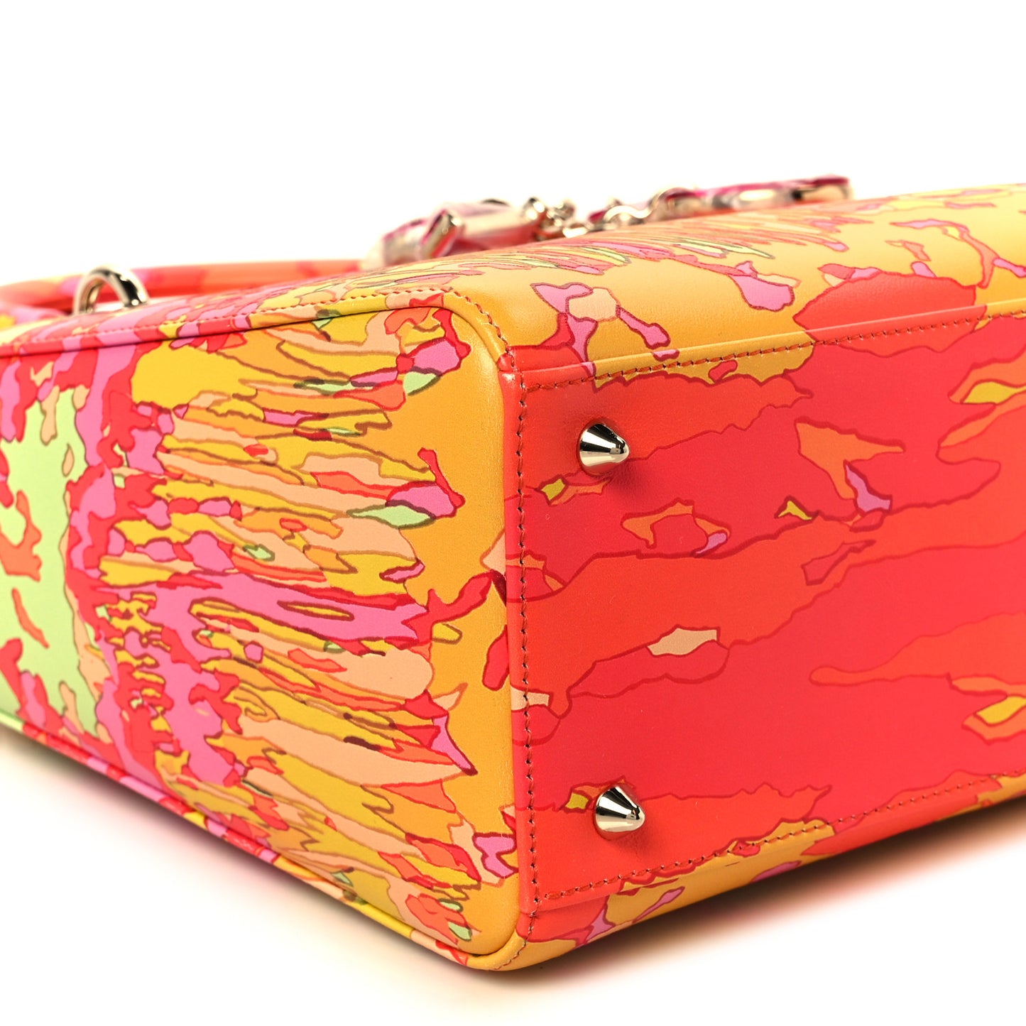 Calfskin Printed Woods All Over Medium Lady Dior Pink Multicolor