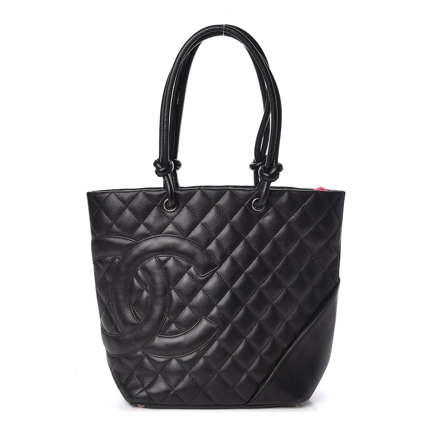Calfskin Quilted Medium Cambon Tote Black
