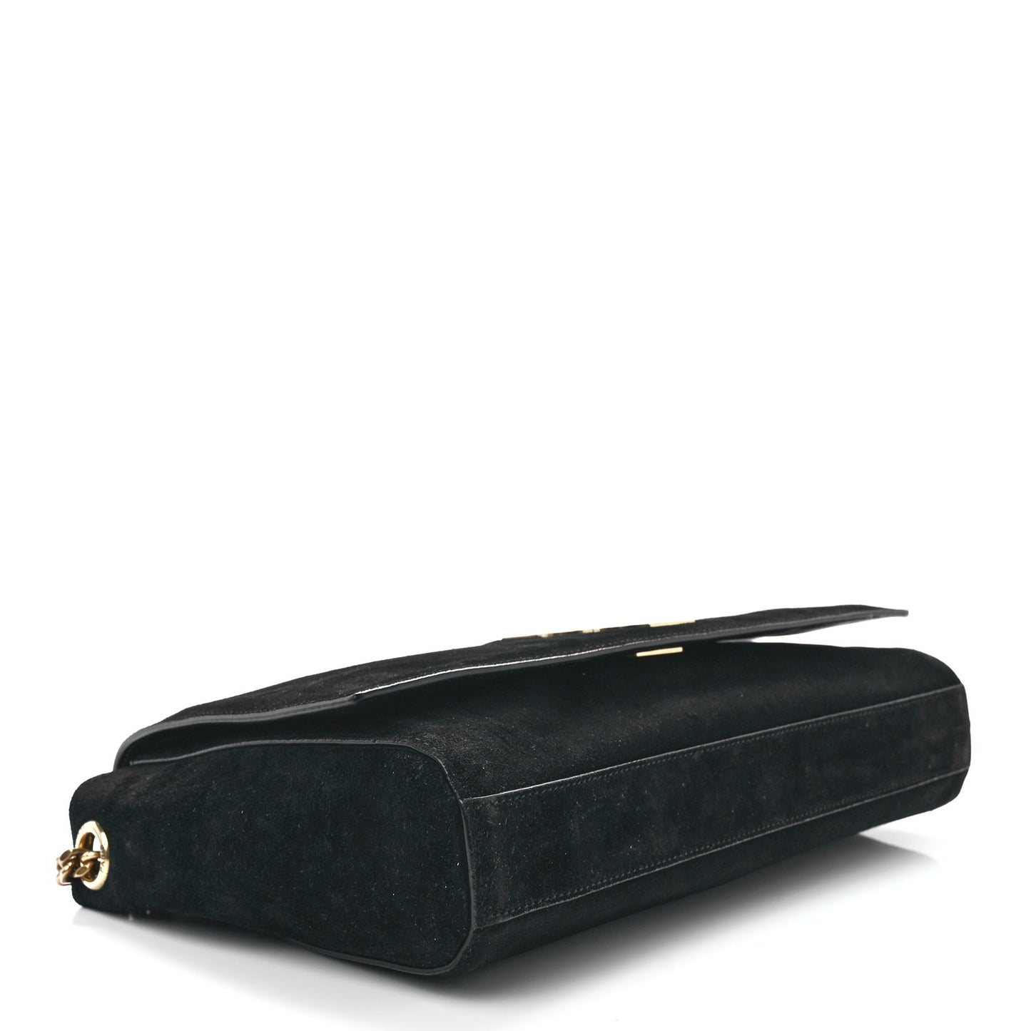 Smooth Calfskin Suede Medium Reversible Monogram Kate Satchel Black