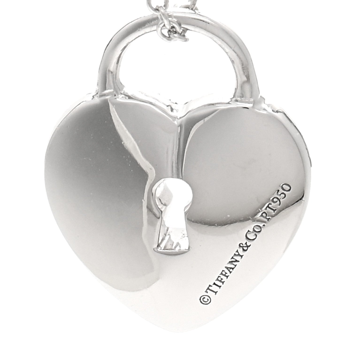 Tiffany Platinum Diamond Small Heart Lock Pendant Necklace 4 of 4