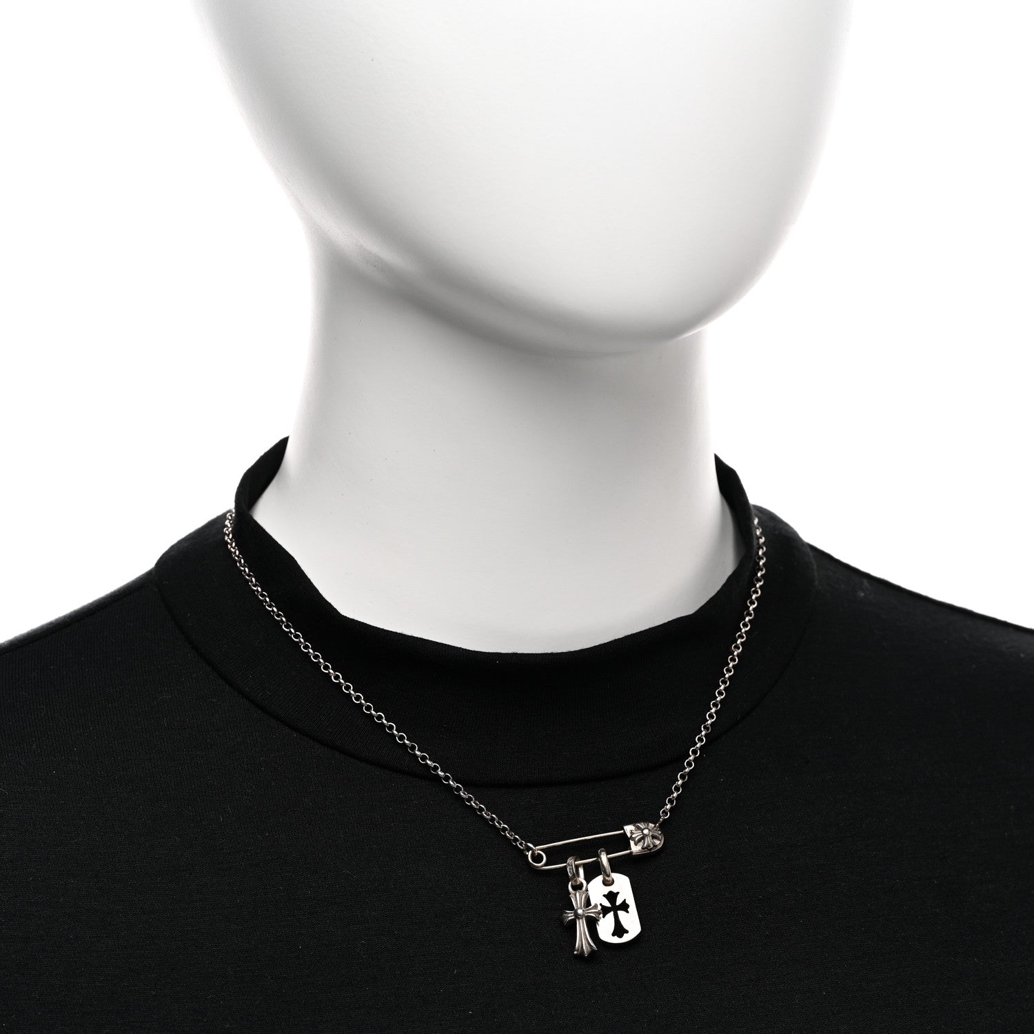 Chrome Hearts Sterling Silver Safety Pin Multi Pendant Necklace 2 of 5