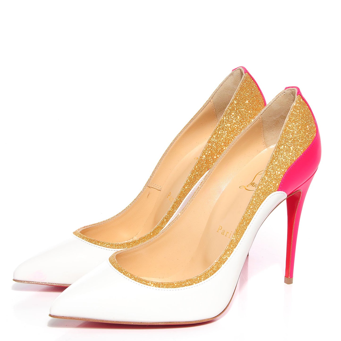 Jazz Calf Glittered Tucsick 100 Pumps 38.5 Fluo White Gold