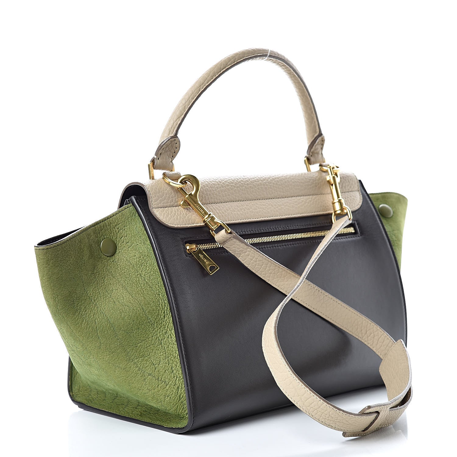 Celine Bullhide Calfskin Small Tri-Color Trapeze Almond 3 of 12