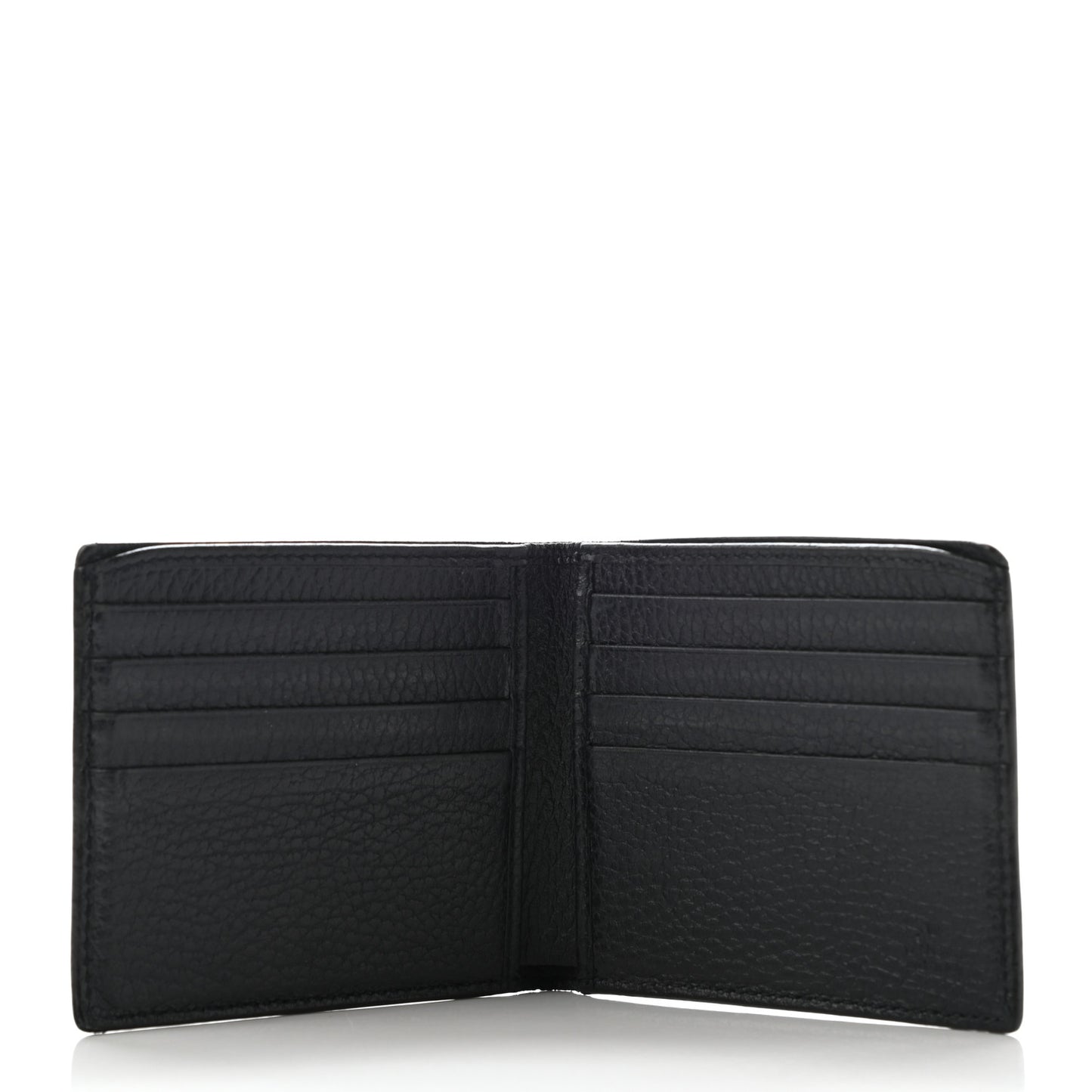Pebbled Calfskin Bi-Fold Wallet Black