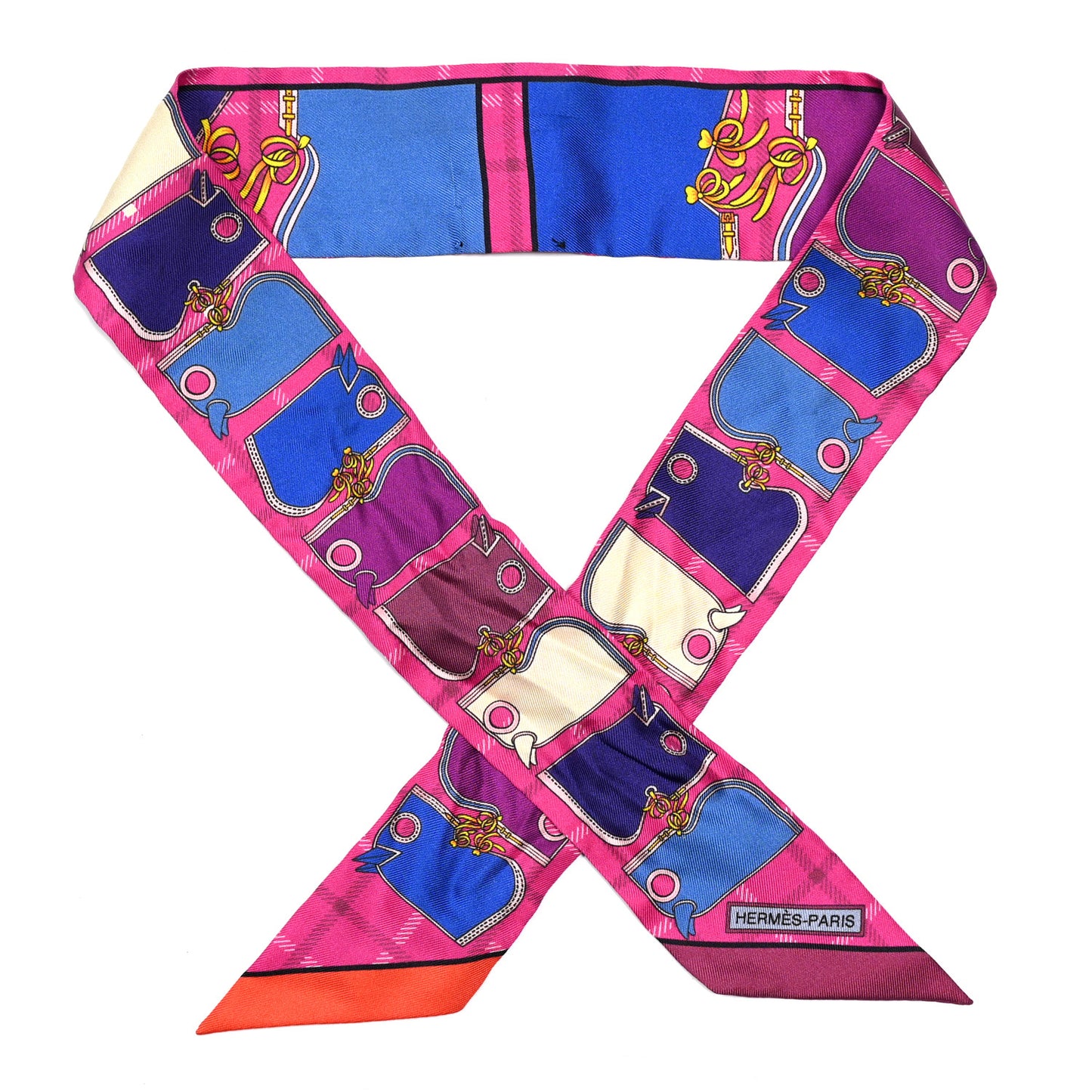 Silk Camails Twilly Scarf Rouge Violet Marine