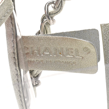 Chanel Metallic Lambskin PVC Medium Naked Flap Transparent Silver 6 of 11