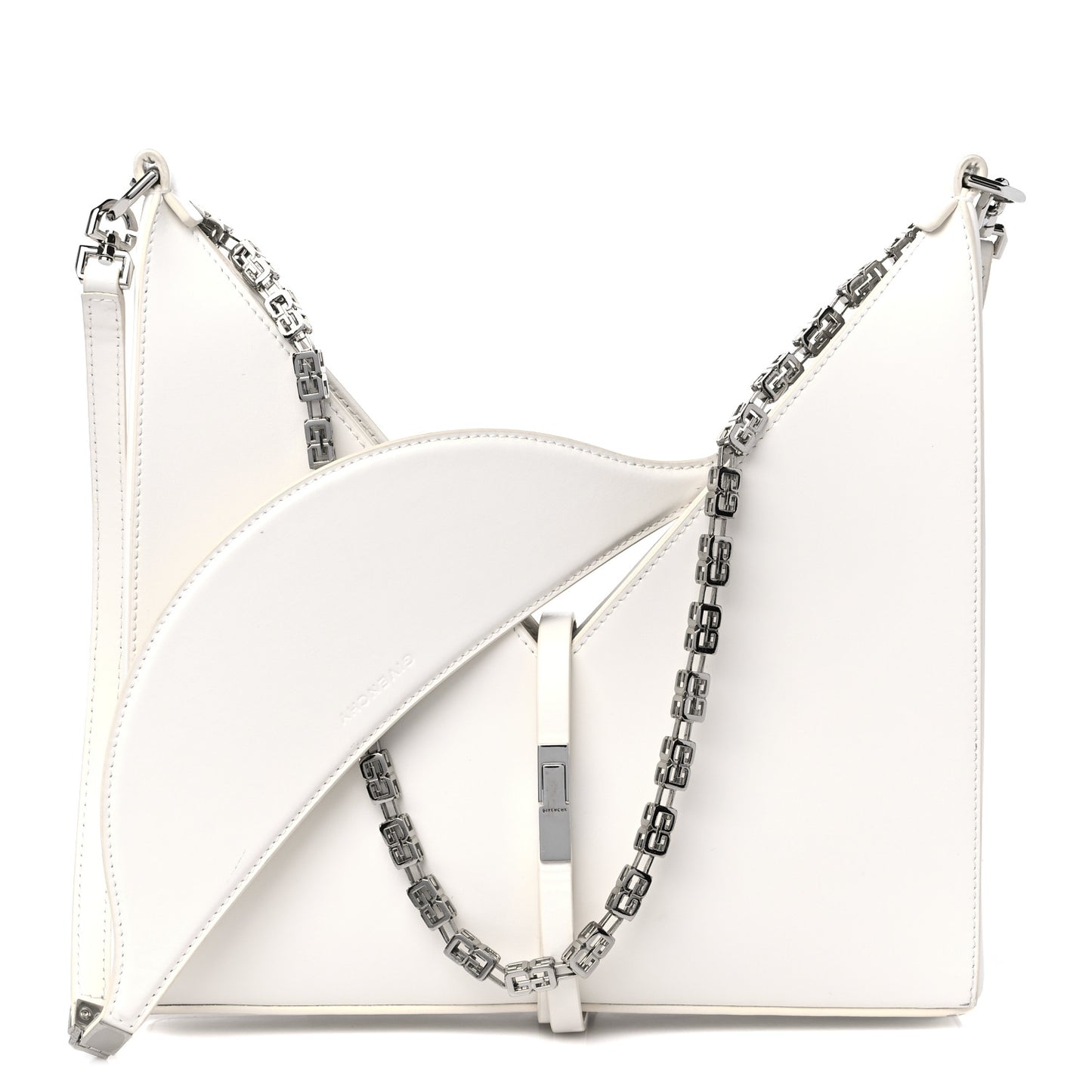 Box Calfskin Small Cut Out Shoulder Bag Ivory