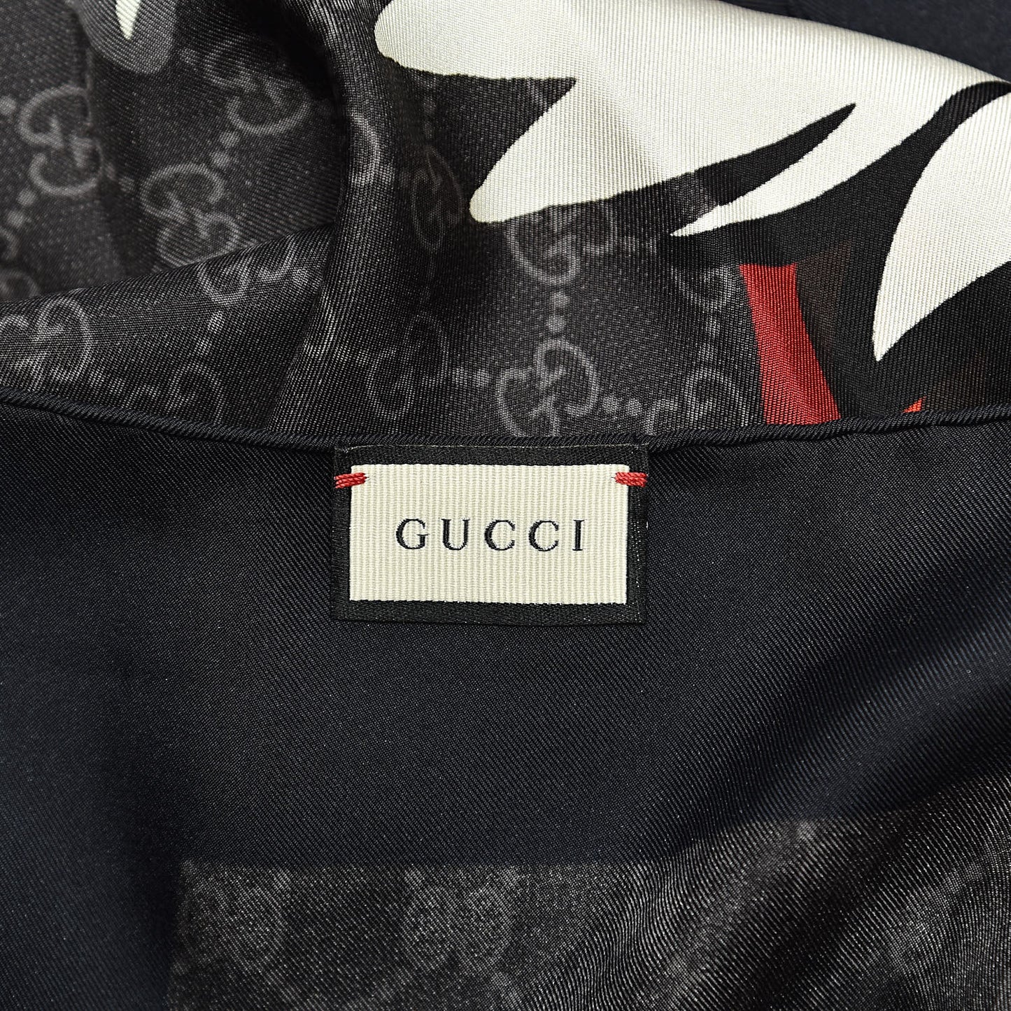 Silk GG Monogram Wolf GG Web Scarf Black Blue