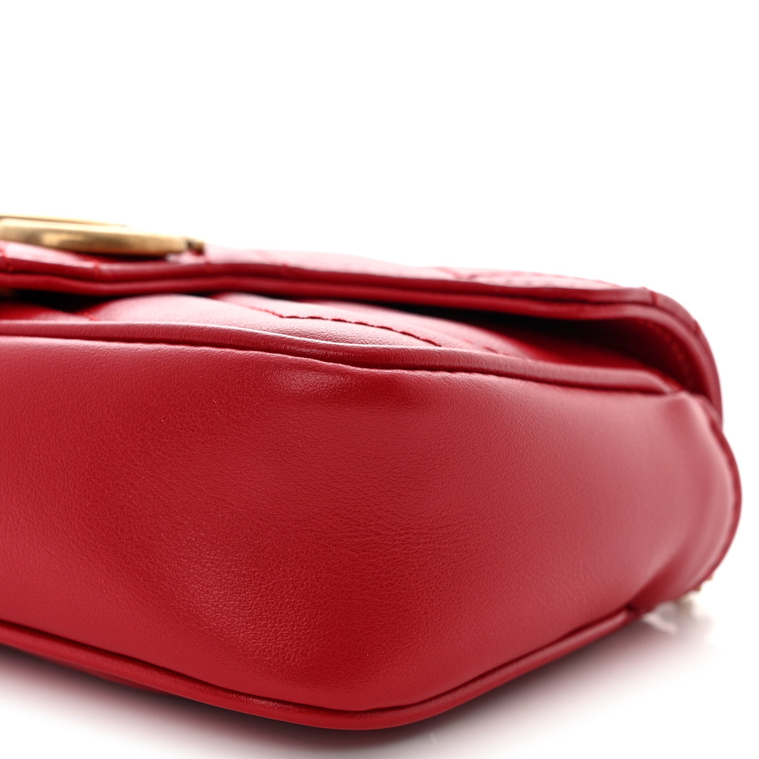 Gucci Calfskin Matelasse Super Mini GG Marmont Shoulder Bag Hibiscus Red 10 of 11