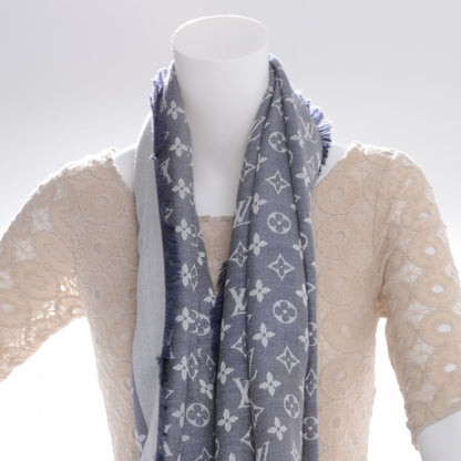 Louis Vuitton Wool Silk Monogram Denim Shawl 8 of 10