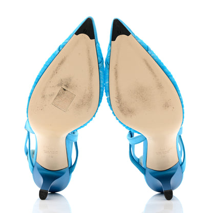 Fendi Tulle Satin Colibri Lite 85mm Slingback Pumps 40 Turchese 5 of 10