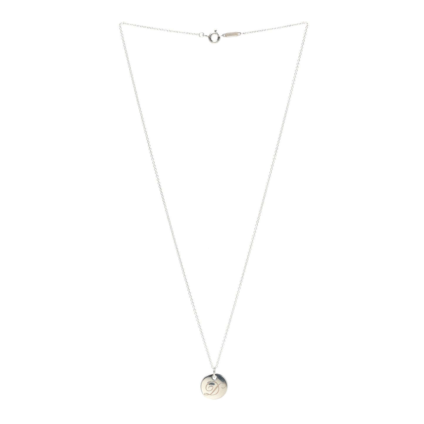 Sterling Silver Letter D Round Pendant Necklace