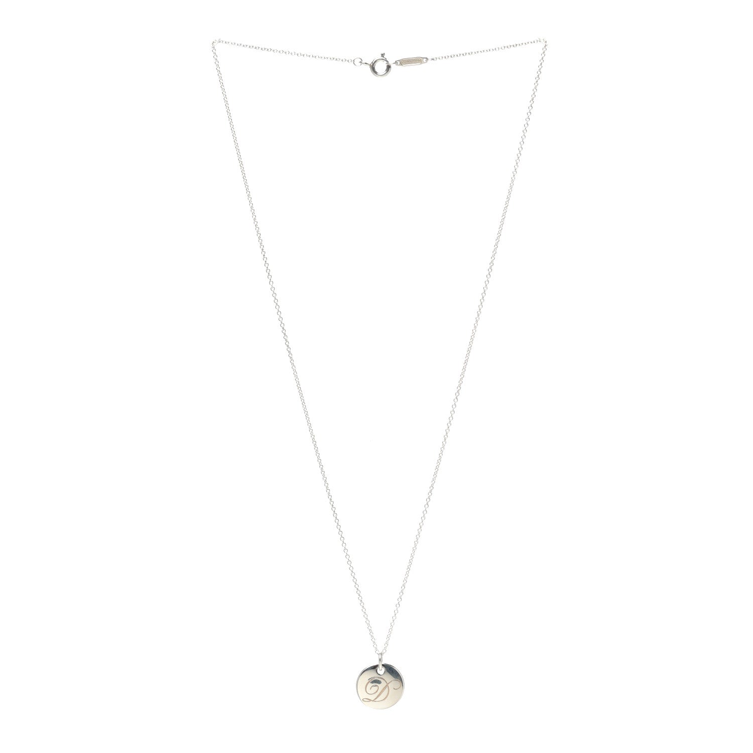 Tiffany Sterling Silver Letter D Round Pendant Necklace 3 of 5