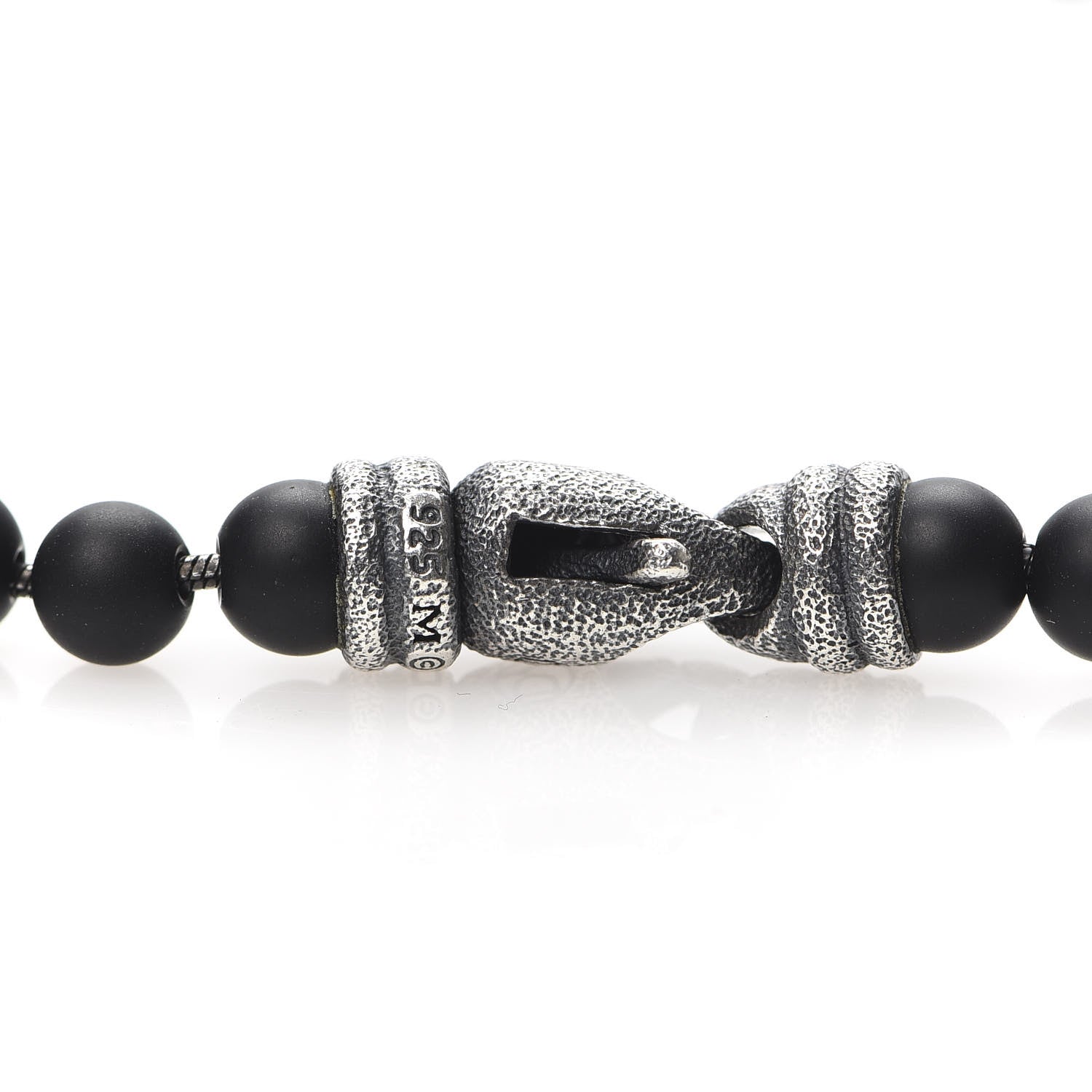 David Yurman Sterling Silver Black Onyx 5mm Spiritual Beads Necklace 5 of 5