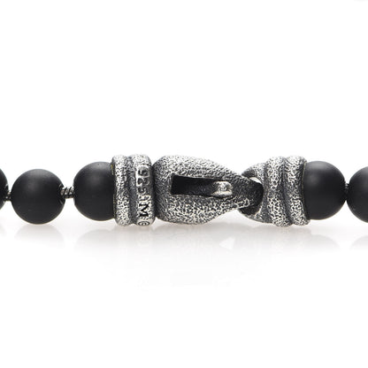 David Yurman Sterling Silver Black Onyx 5mm Spiritual Beads Necklace 5 of 5