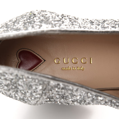 Gucci Glitter Nappa Web Peyton 75mm Loafer Pumps 41.5 Argento 8 of 10