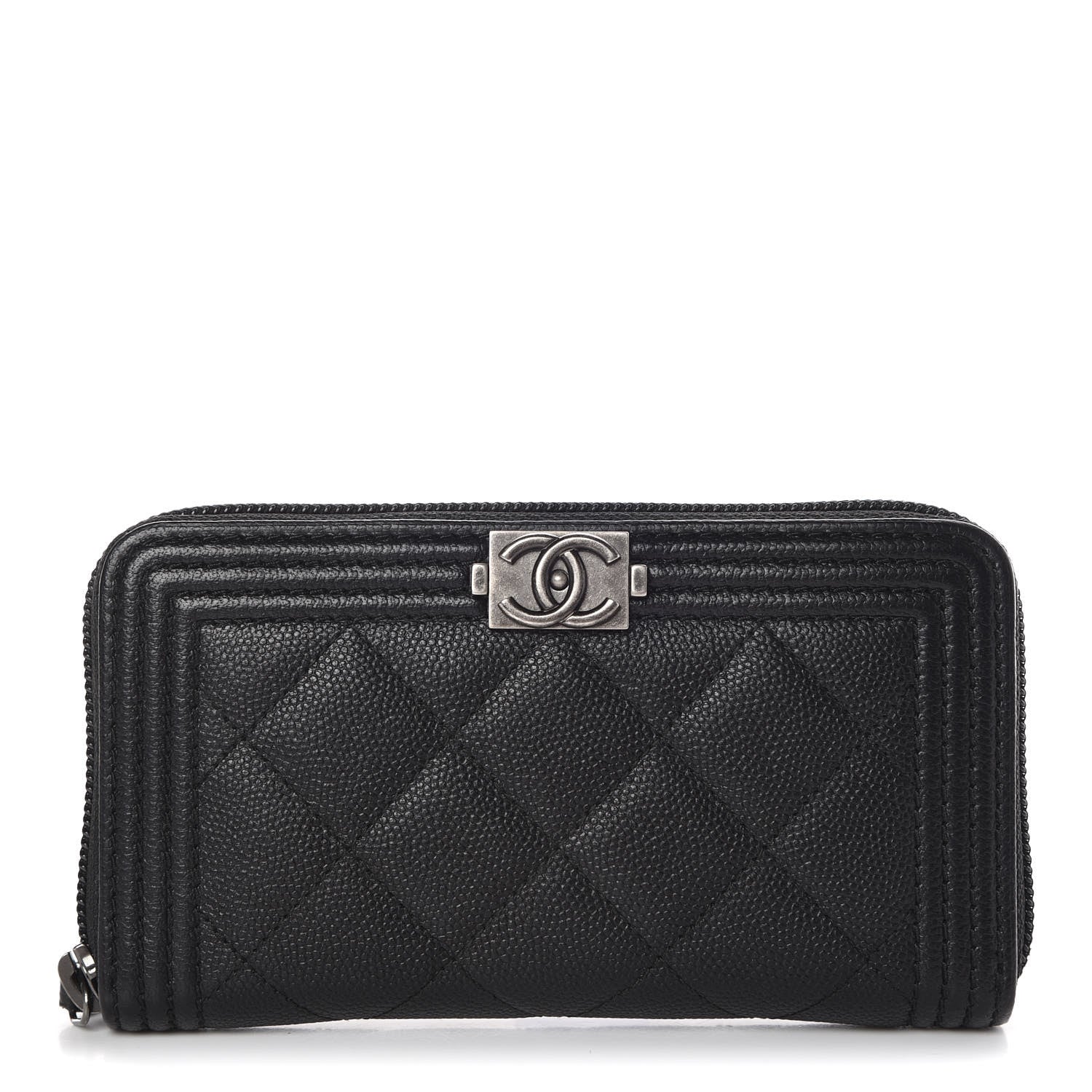 Chanel Caviar Quilted Small Boy Zip Around Wallet Black 1 of 9