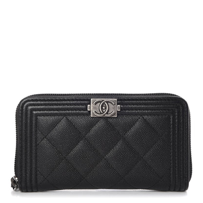 Chanel Caviar Quilted Small Boy Zip Around Wallet Black 1 of 9