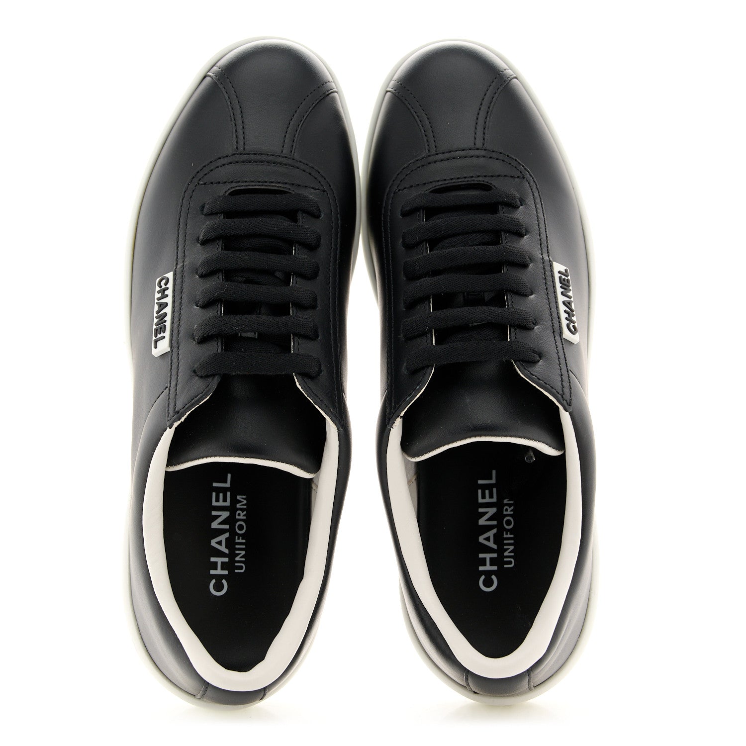 Chanel Calfskin CC Womens Sneakers 37.5 Black 2 of 9