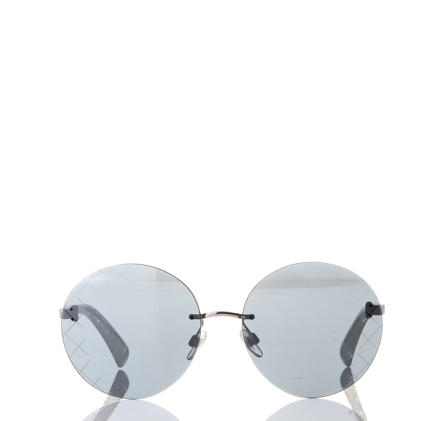 Metal Rimless Round Sunglasses 4216 Silver
