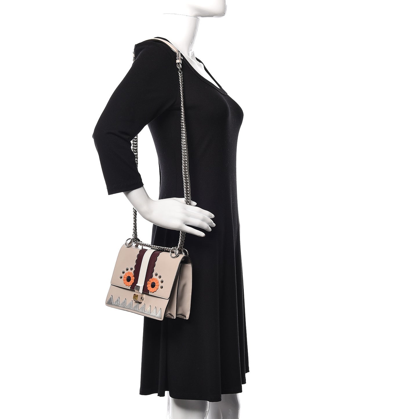 Vitello Liberty Lucido Catalan Mirror Hypnoteyes Studded Small Kan I Shoulder Bag Grigio Polvere Bordeaux Multicolor