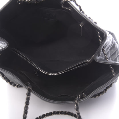Chanel Metallic Grained Calfskin Woven Chain Large Shopping Bag Black 5 of 10