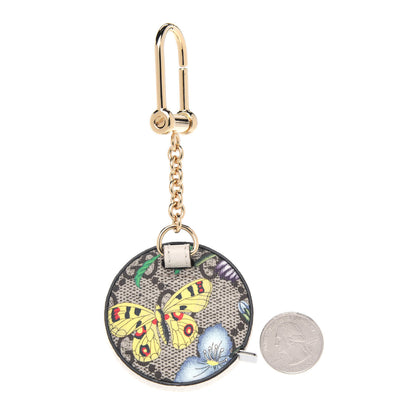Gucci GG Supreme Monogram Tian Tape Measure Key Ring Beige Multicolor 2 of 3