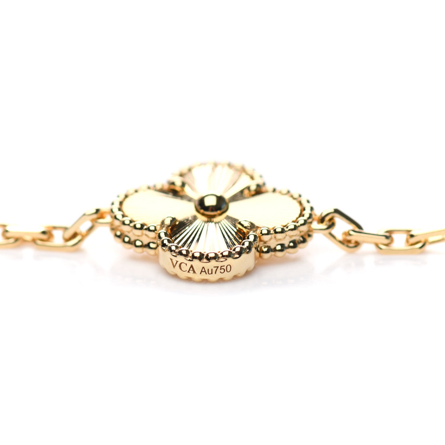 Van Cleef & Arpels 18K Yellow Gold 10 Motifs Guilloche Vintage Alhambra Necklace 6 of 6