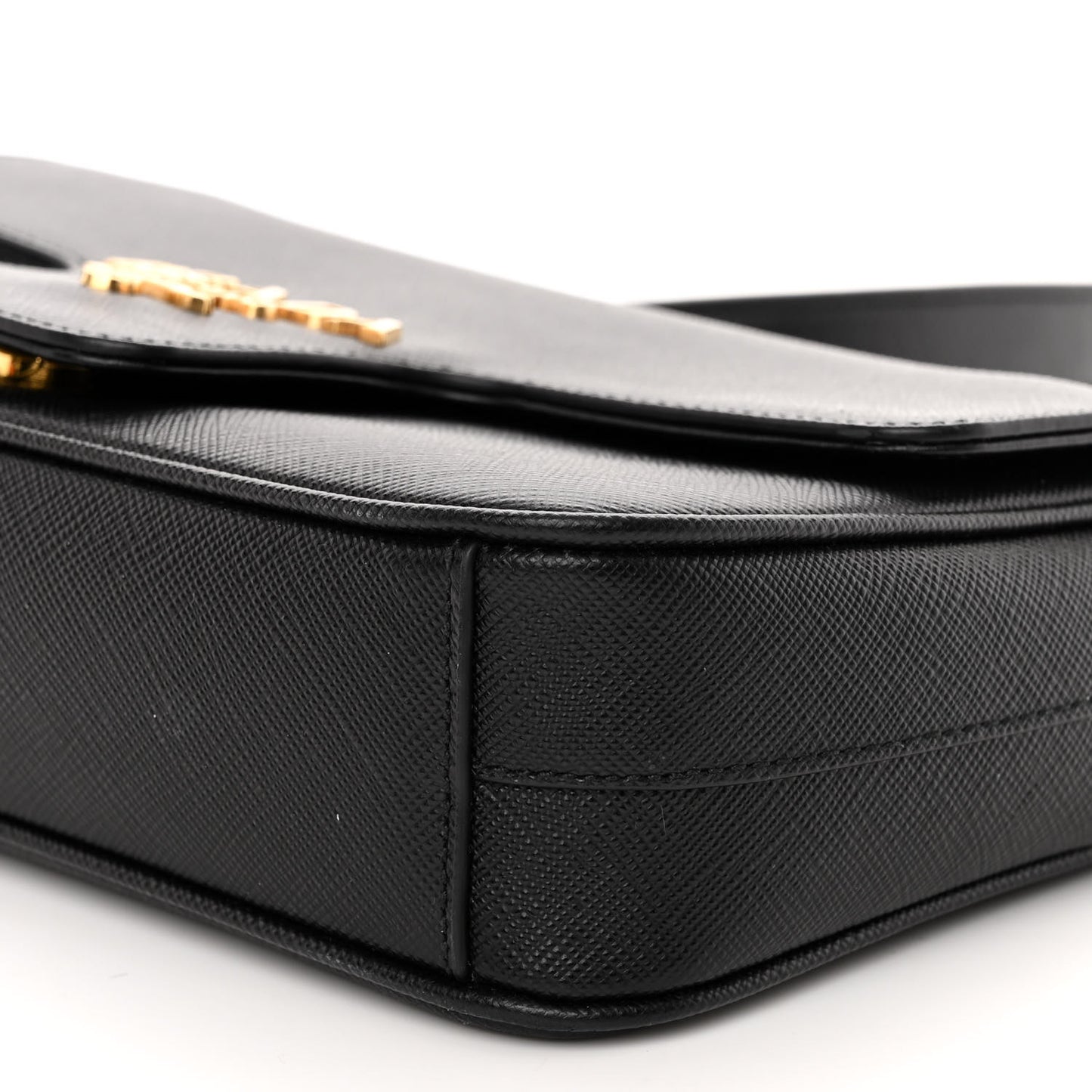 Saffiano Flap Shoulder Bag Black