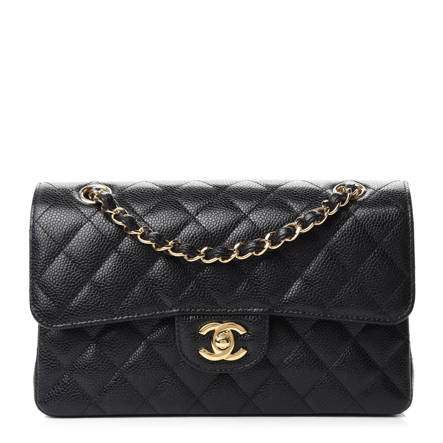 Caviar Quilted Small Double Flap Black