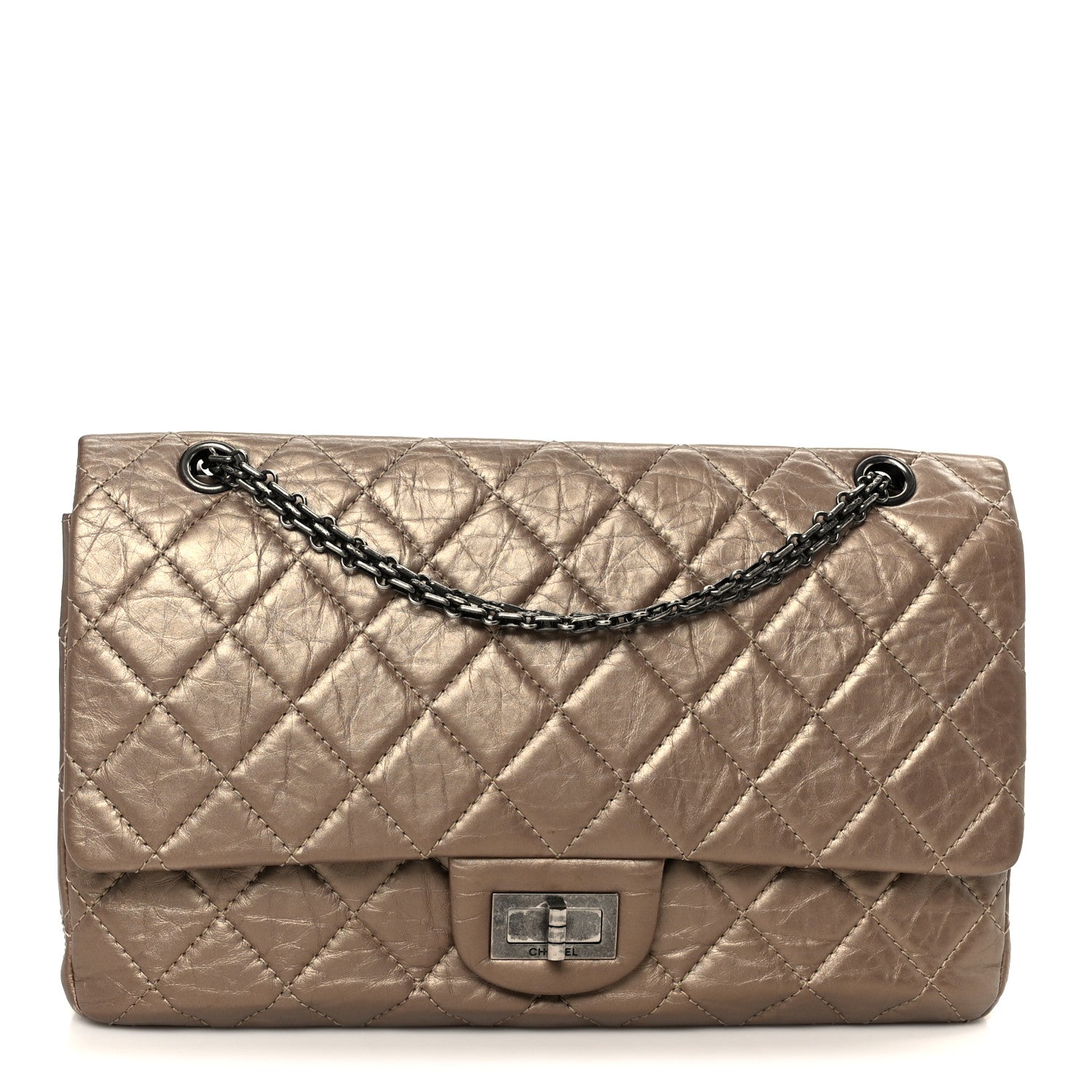 Chanel Metallic Aged Calfskin Quilted 2.55 Reissue 227 Flap Dark Gold 1 of 10