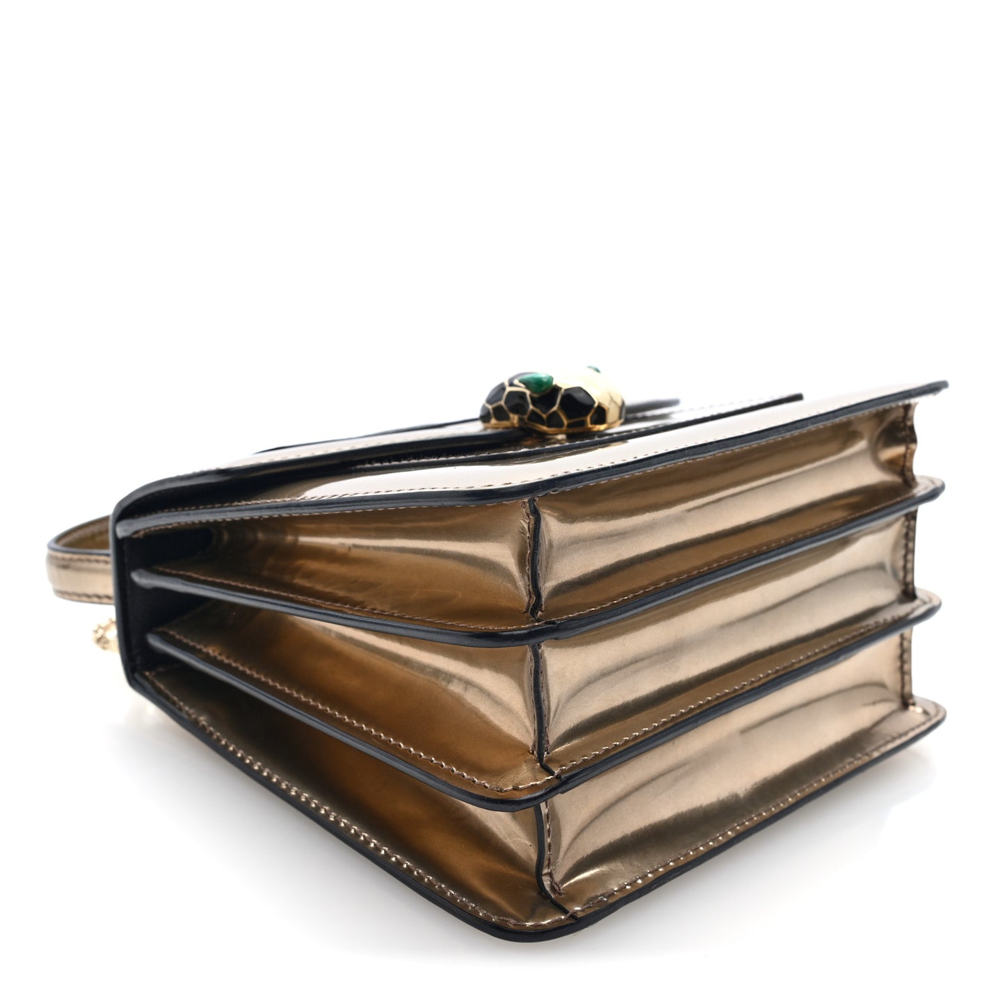 Metallic Calfskin Serpenti Forever Top Handle Bronze