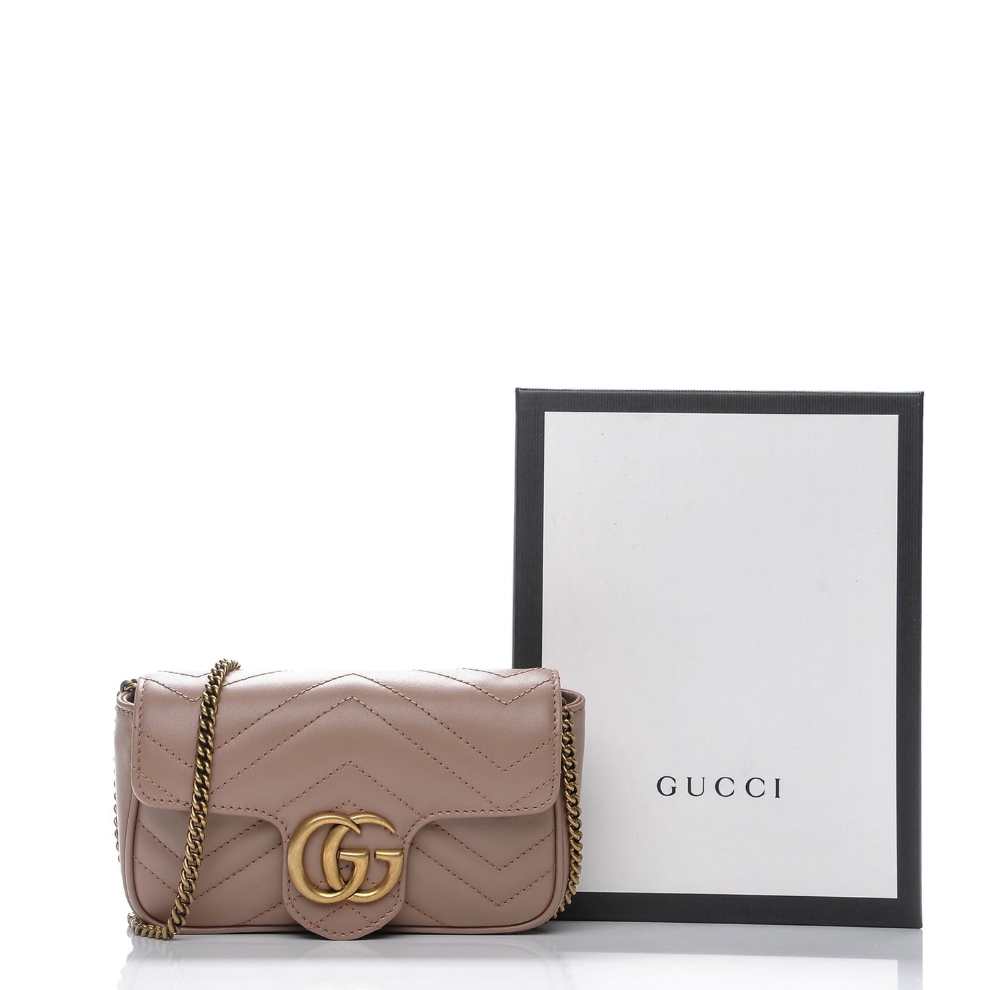 Calfskin Matelasse Super Mini GG Marmont Shoulder Bag Porcelain Rose