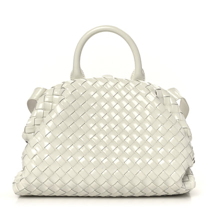 Bottega Veneta Patent Nappa Intrecciato Top Handle Shoulder Bag Chalk 1 of 8