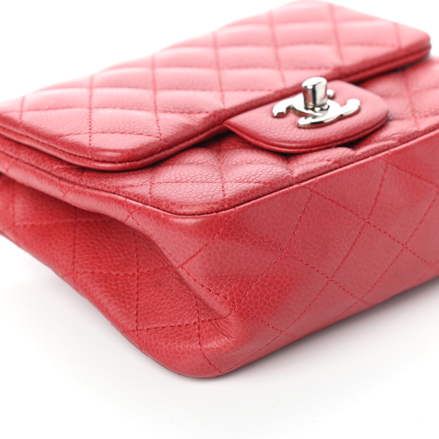 Chanel Caviar Quilted Mini Square Flap Red 9 of 10
