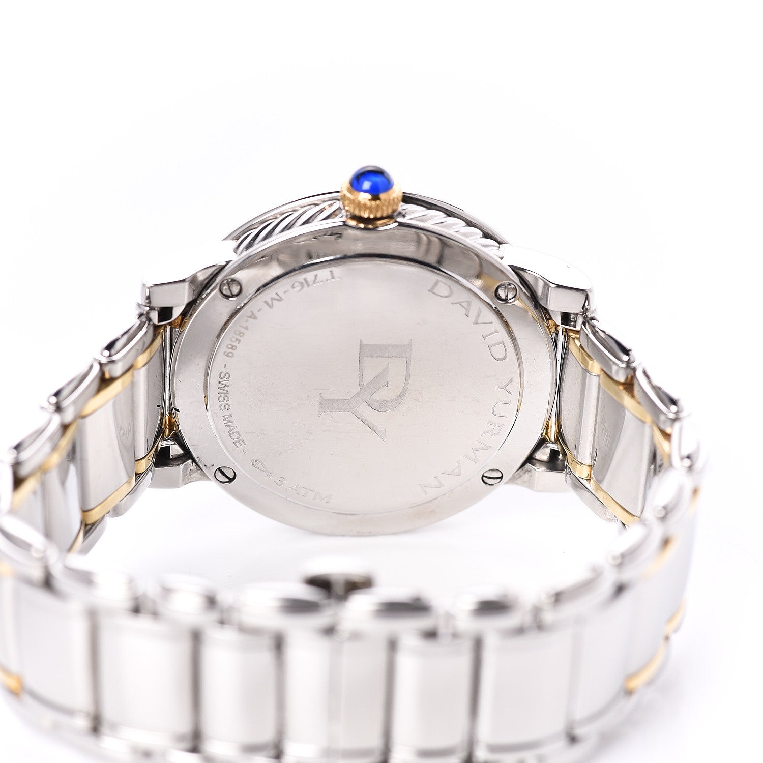David Yurman Stainless Steel 18K Yellow Gold Diamond Mother of Pearl 30mm Classic Quartz Watch 5 of 7