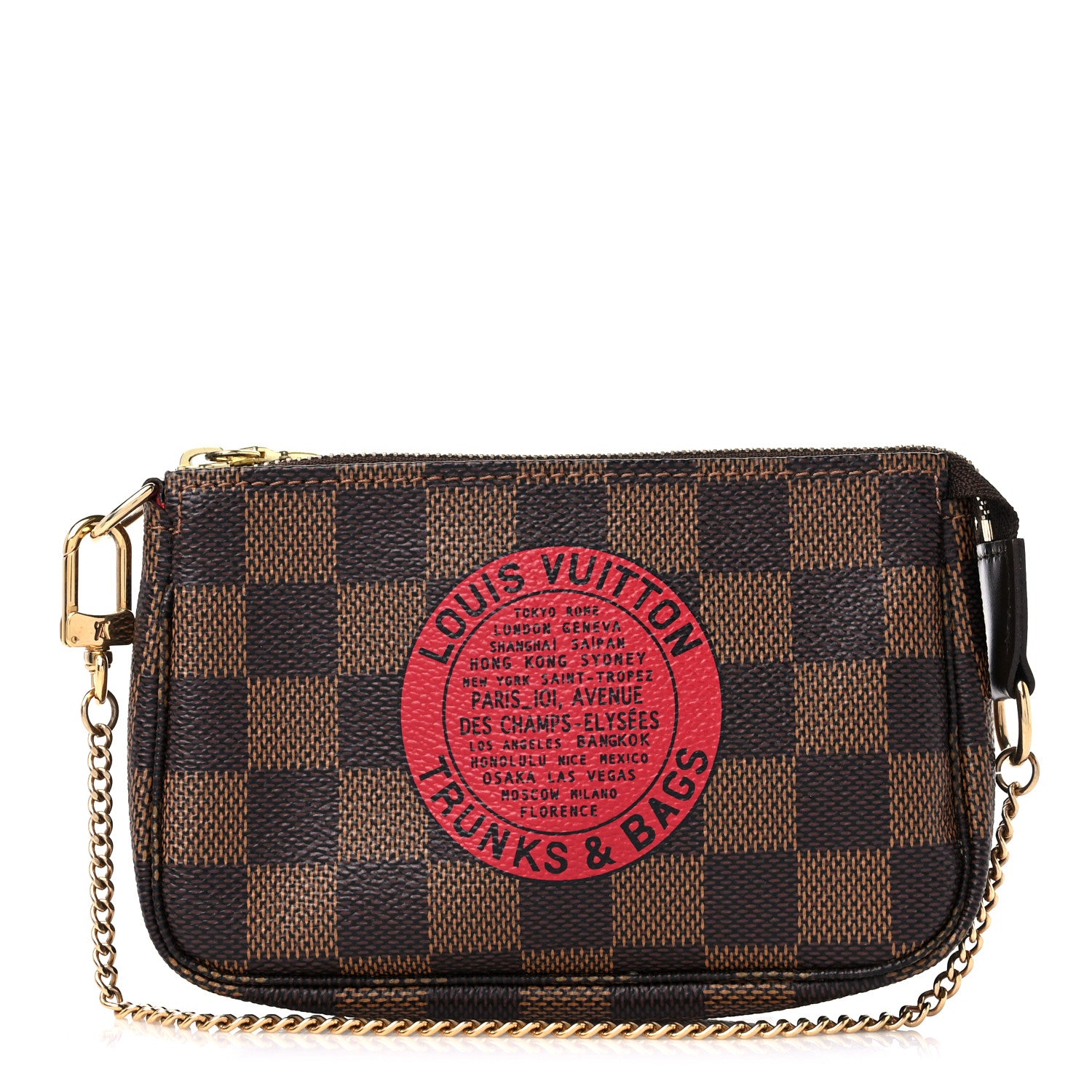 Louis Vuitton Damier Ebene Complice Trunks and Bags Mini Pochette Accessories Red 1 of 9